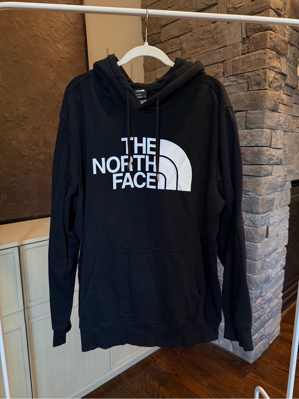 The North Face Black Hoodie with White Logo Crewneck